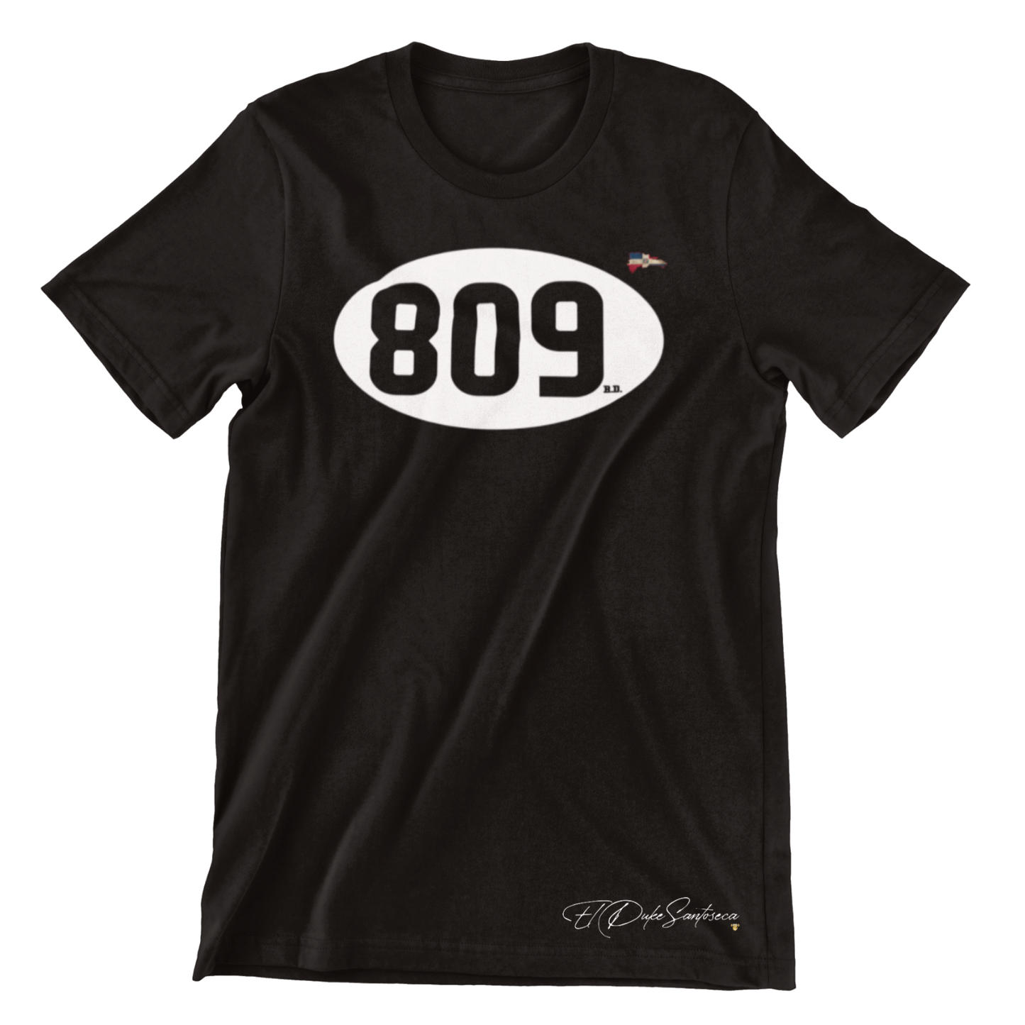 Streetwear Brands Black T-Shirt with Dominican Republic Area Code