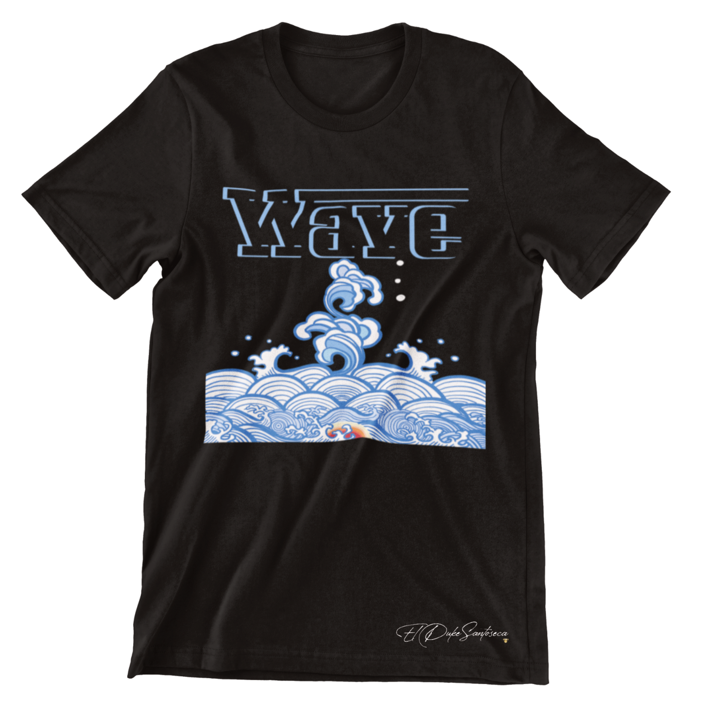 Surf Brands Black t-shirt with wave design